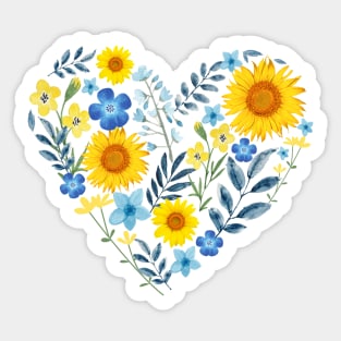 I stand with Ukrainian, sunflowers and hearts, peace not war. Sticker